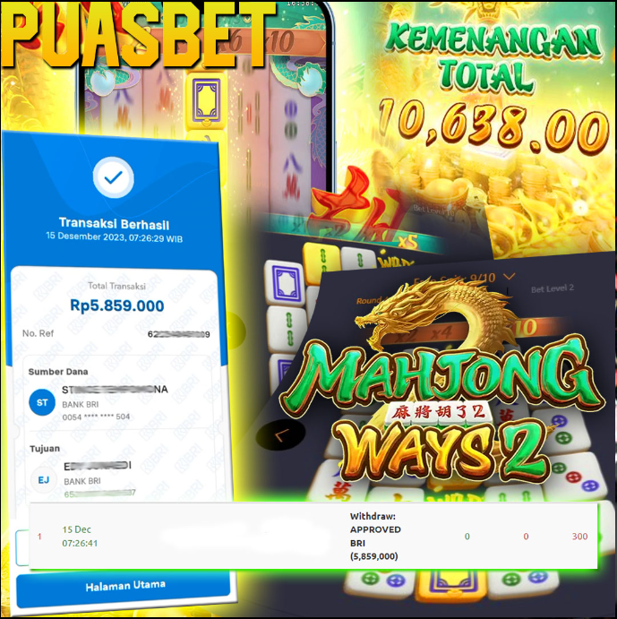 BUKTI WD PUASBET 15 DES 2023 ( Mahjong Ways 2 (PGSOFT) Rp. 5,859,000– LUNAS)