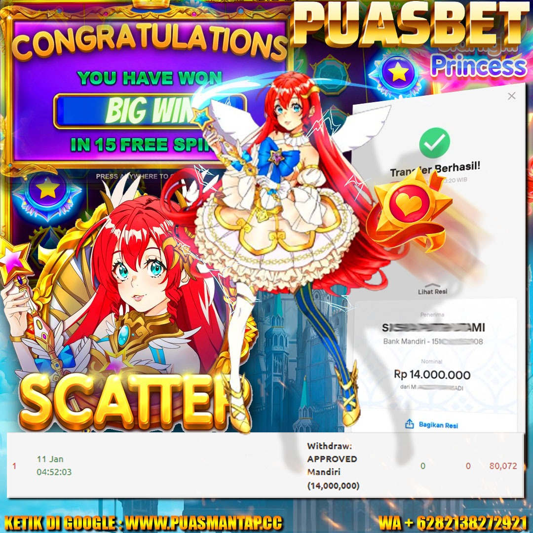 BUKTI WD PUASBET 11 JAN 2024 ( Starlight Princess Rp.14,000,000 – LUNAS)